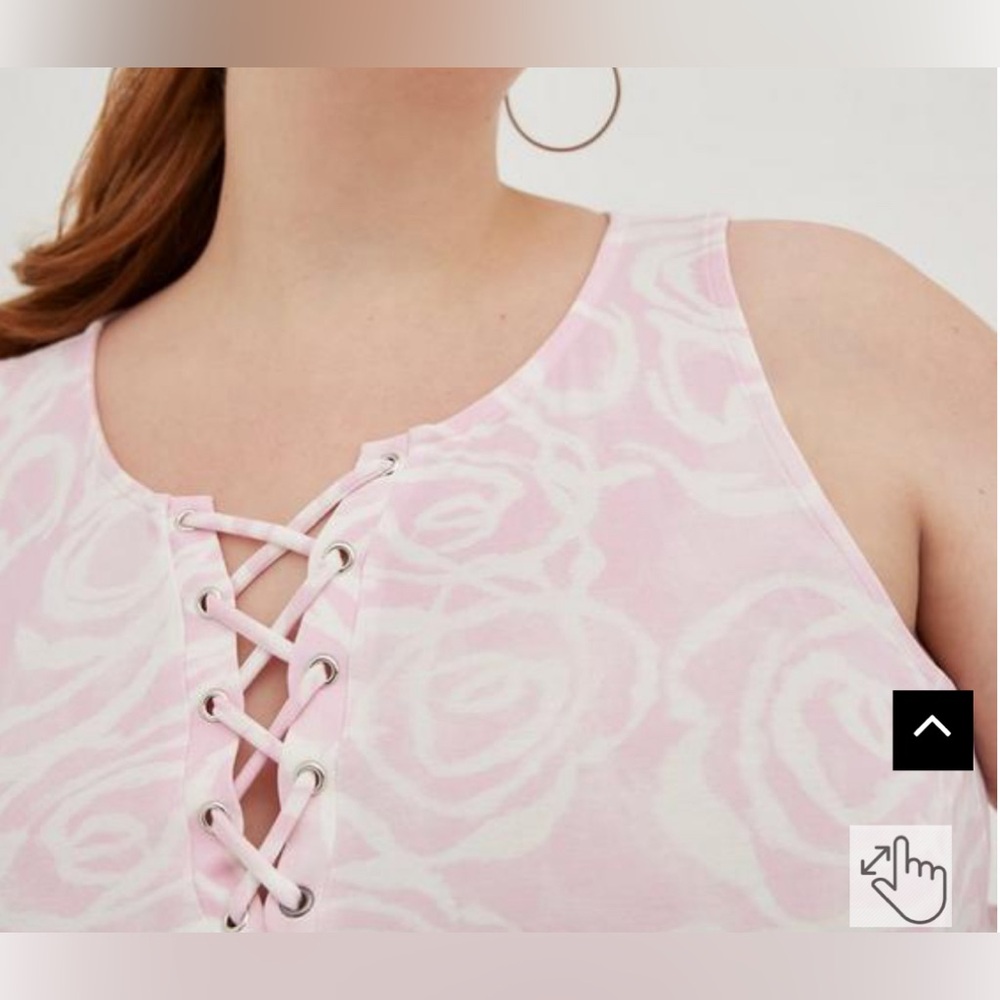 Lovesick for Torrid pink and white skull and roses print tank top sz 0x